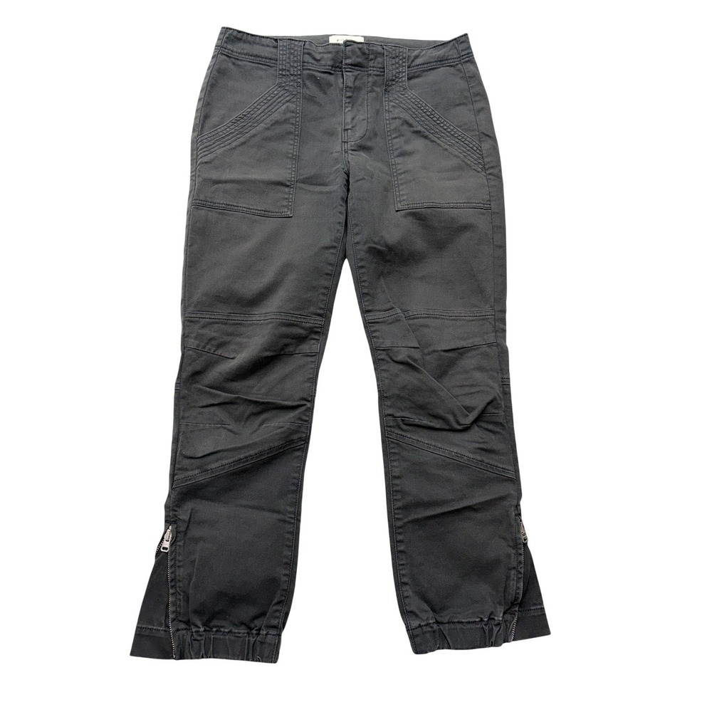 FRAME Utility Jogger Pants Womens 26 Black Ankle Zip Cuffed Stretch Twill